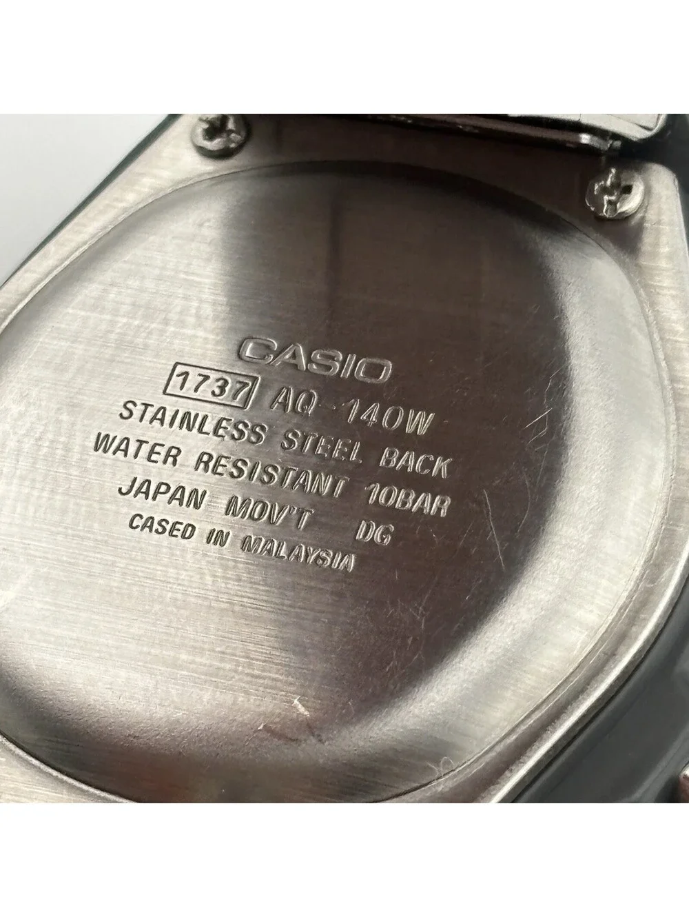 Vintage Casio AQ-140W Analog Digital Alarm Chrono Watch 37mm Dual Time Running